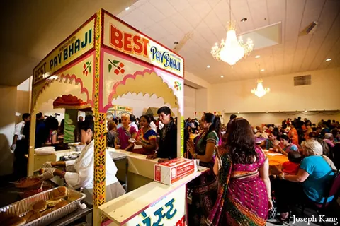 Pav bhaji counter serving guests at a celebration